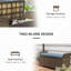 Banc de patio 27 gallons avec rangement bleu foncé, coussin et poignées pour un élégant espace de rangement extérieur, poignées, meubles de jardin rectangulaires