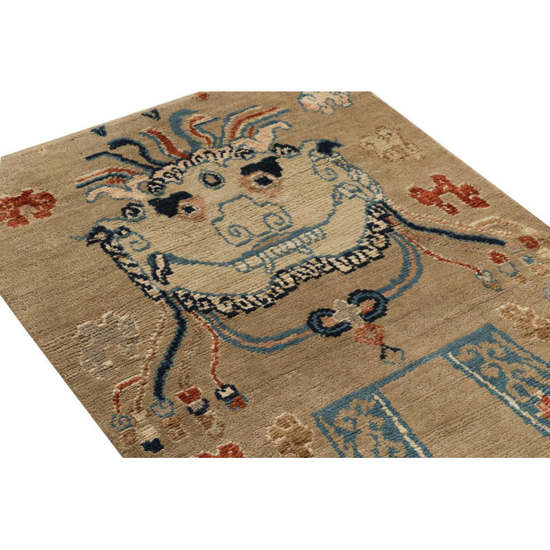 Burano Hand Knotted Wool Animal Print Area Rug, Runner 2'6" x 10'