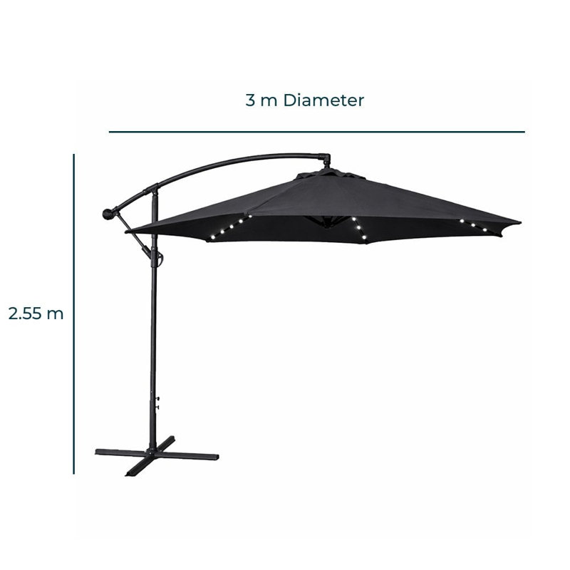 300cm Cantilever Parasol, Black
