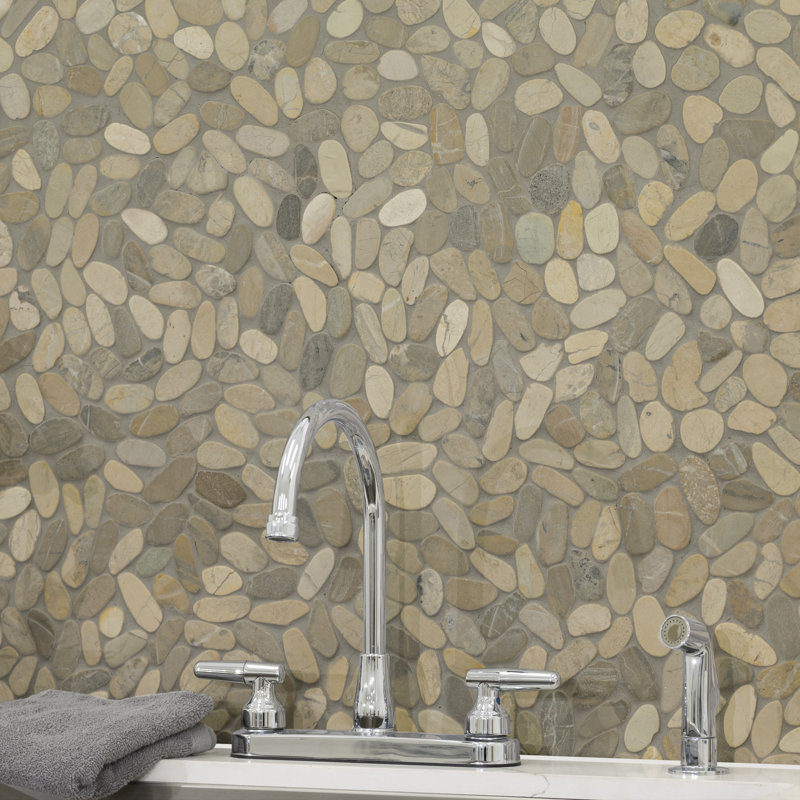 Marvella Pebble 12 in. x 12 in. Natural stone Mosaic Floor and Wall Tile, Gravelle