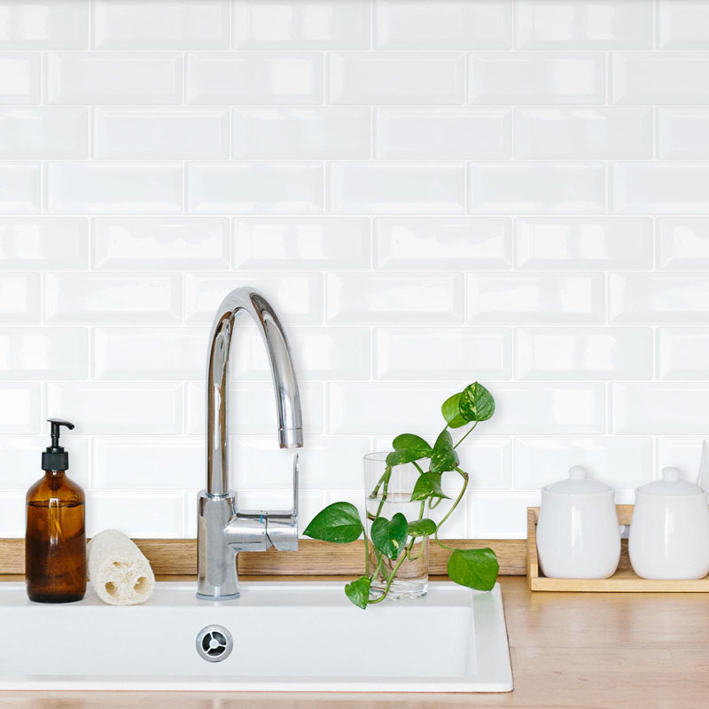 77.47cm W x 38.1cm L Gel Peel and Stick Subway Tile