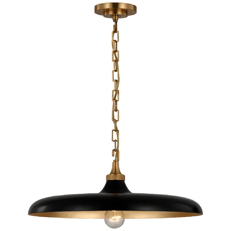 Thomas O'Brien Piatto Pendant, Antique Brass, Aged Iron, 7" H x 18" W x 18" D