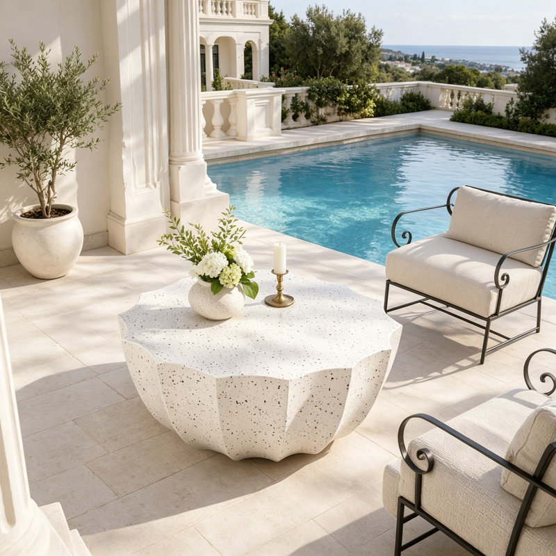 Modern Waterproof Coffee Table, White