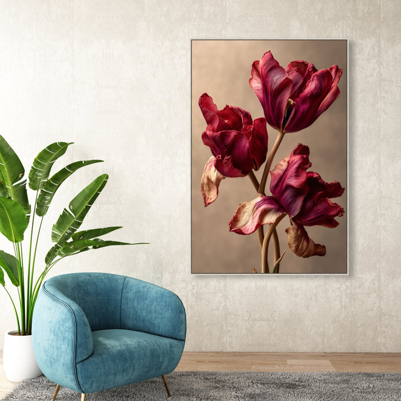 Dark Silk Remains Print by Oliver Gal, 37"H x 55"W, Silver Floater Frame