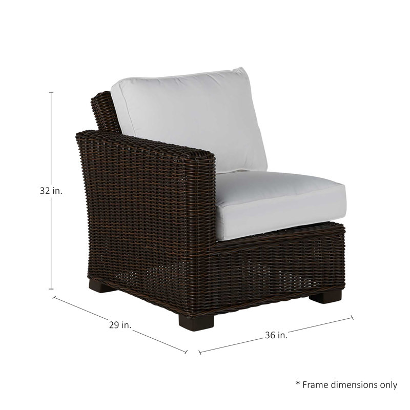 Canapé modulaire rustique tissé à gauche - Noyer noir, Welt, Sunbrella® ‑ Cabana à rayures minuit, Noyer noir