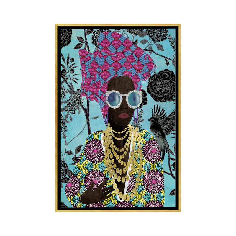 «Modern Turban Woman III» par Nikki Chu - reproduction, H 48 po x l 32 po x P 1,5 po, Encadrement doré