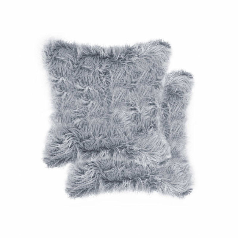 Housse et insert de coussin carré en peau de vache, Gris