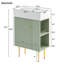 Meuble-lavabo vert 21,6 po, armoire combinée, meuble de rangement pour salle de bain, lavabo simple en céramique, rangement sur le côté droit-116234267