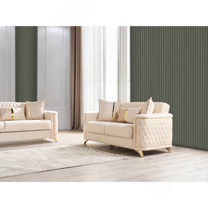 Causeuse Luna, Velours ivoire