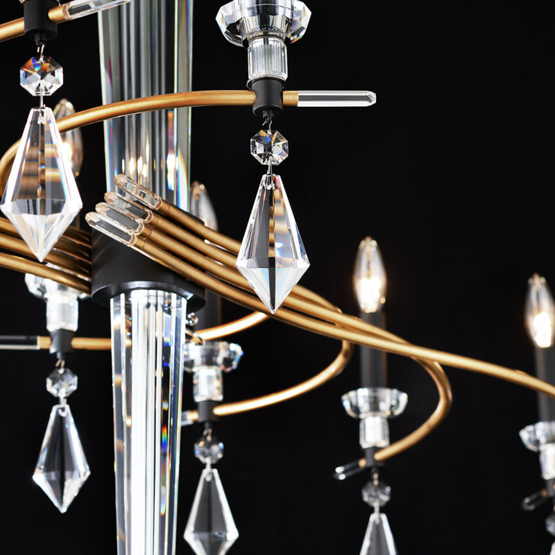 Tempest 8 Light Crystal Linear Chandelier, Black/Soft Gold