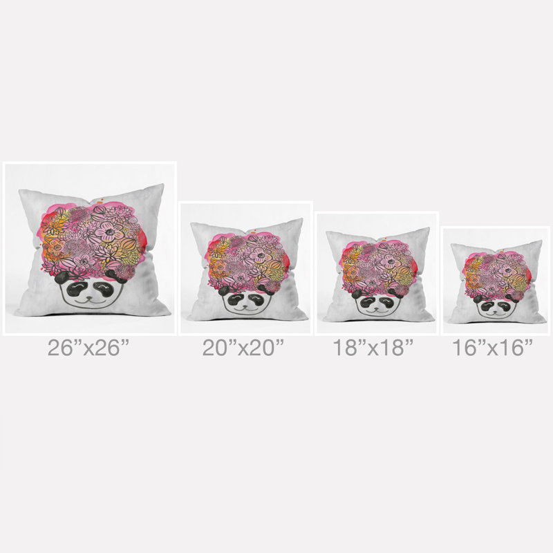 Panda Flower Throw Pillow, 16" x 16"