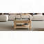 Table basse carrée à plateau relevable avec design cannelé et relevage hydraulique - bois naturel, 31,5 po