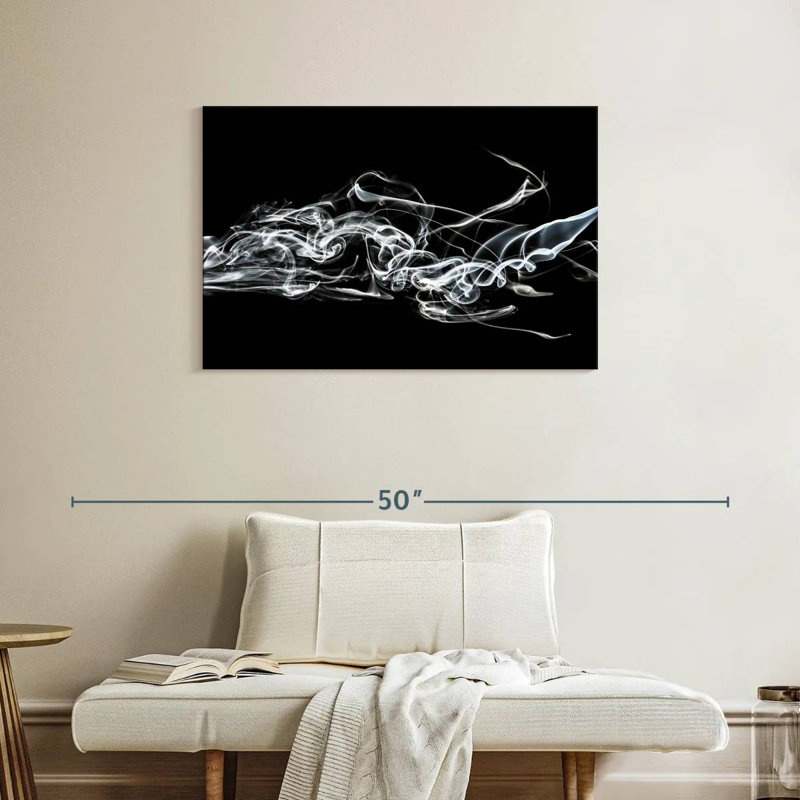 Senne Abstract White Smoke - Shark, 24" H x 36" W