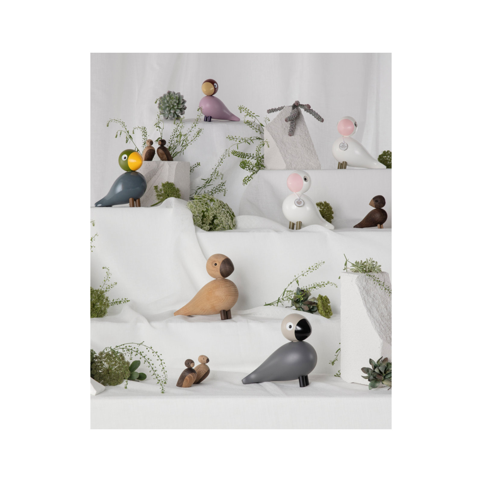 Kay Bojesen Songbird, 6.1" H x 6.3" W x 3.1" D, Gray/Light Gray, 1