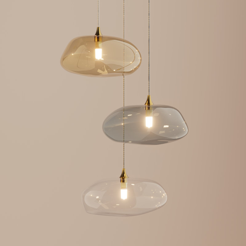 Kloud 3 Small Globe Lights In Mixed Glass Colors, White, 1 Clear, 1 Amber, 1 Gray