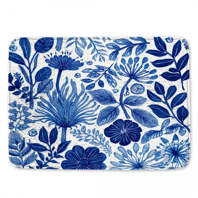 Tapis de bain bleu Botanical Illustration