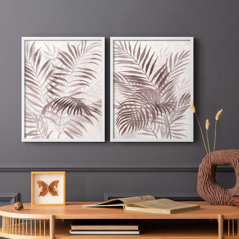 Impression sur toile I-Premium Inversed Island Palms - prête à être accrochée - aucun clou requis - aucun clou requis, Blanc