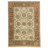 Hand Knotted Wool Area Rug in Ivory And Red