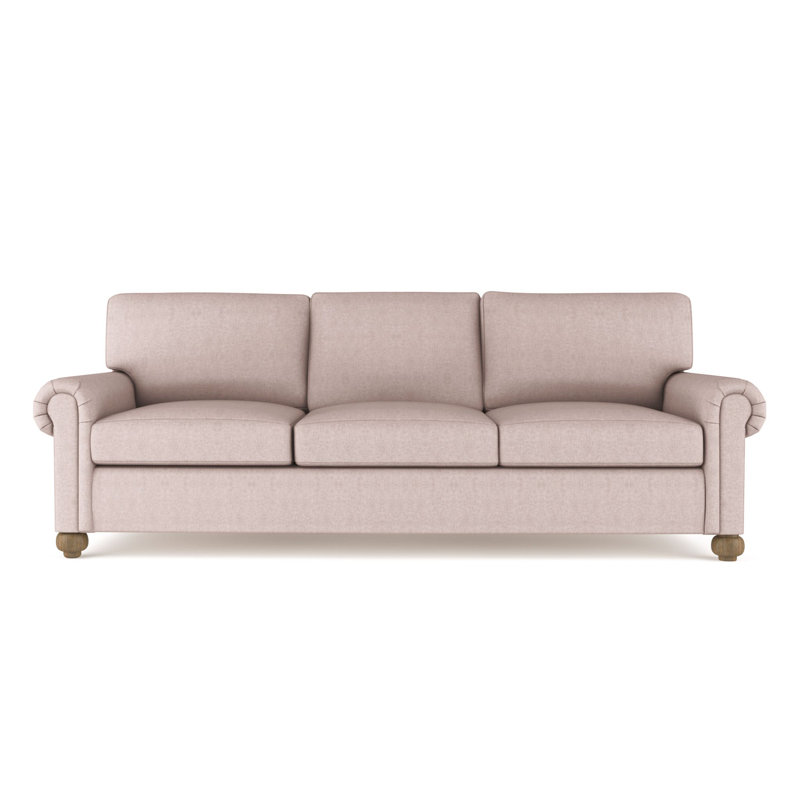 Canapé Leroy, H 36 po x l 96 po x P 49 po, Peluche velours rosé, Patiné