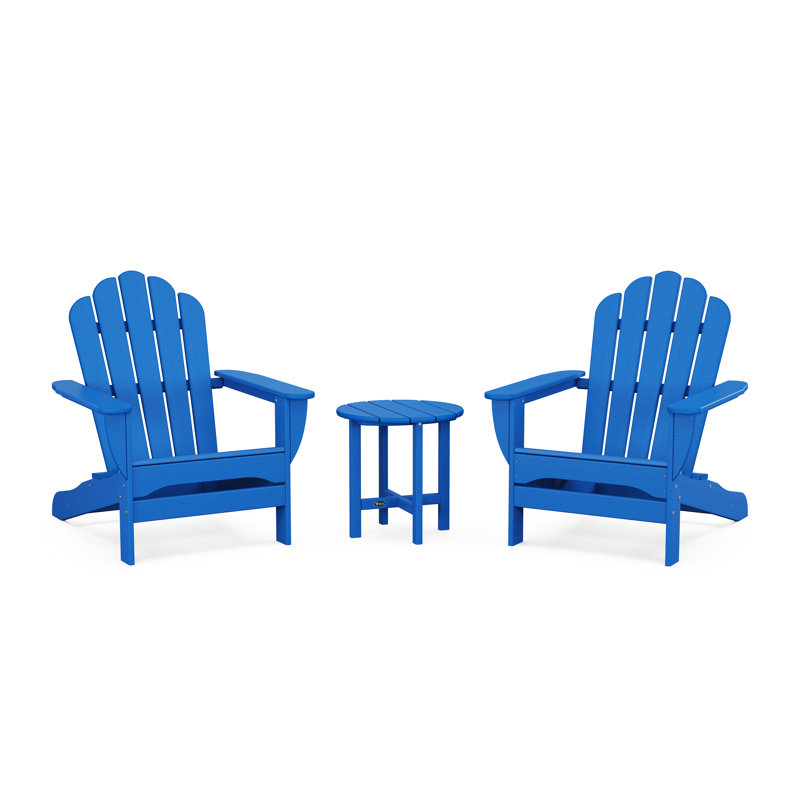 Ensemble 3 pièces Adirondack surdimensionné 3 pièces Monterey Bay, Bleu pacifique