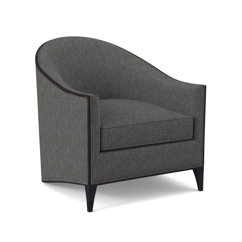 Atelier Sunbrella® Barrel Chair, Filigree Ivory 100% Polyester, Vintage Ebony