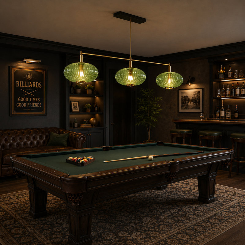 Luminaire pour table de billard 54 po Prohibition, Vert, Laiton