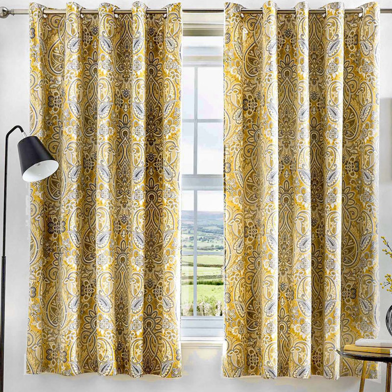 Maduri Room Darkening Curtain Pair, Ochre