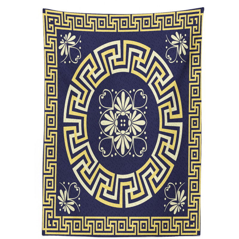 Greek Key Dining Room Kitchen Tablecloth, 70" L x 52" W