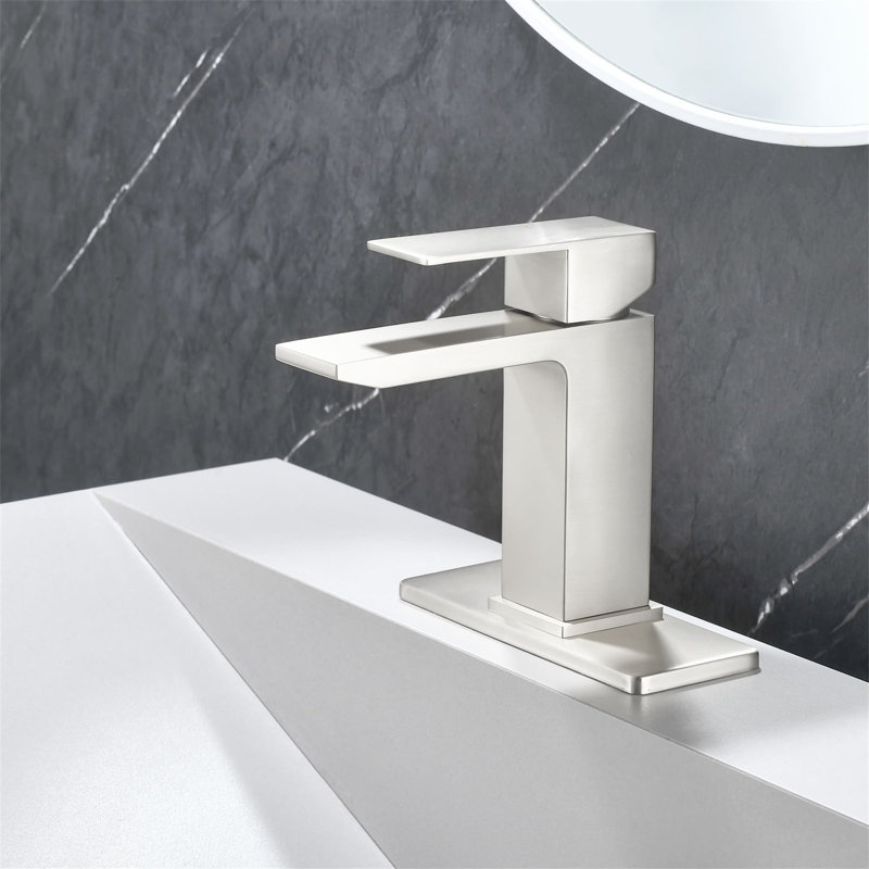 Single Hole Bathroom Faucet With Drain Assembly Single Handle Waterfall Bathroom Sink Faucets Stainless Steel Bathroom Basin Taps With Deck Plate