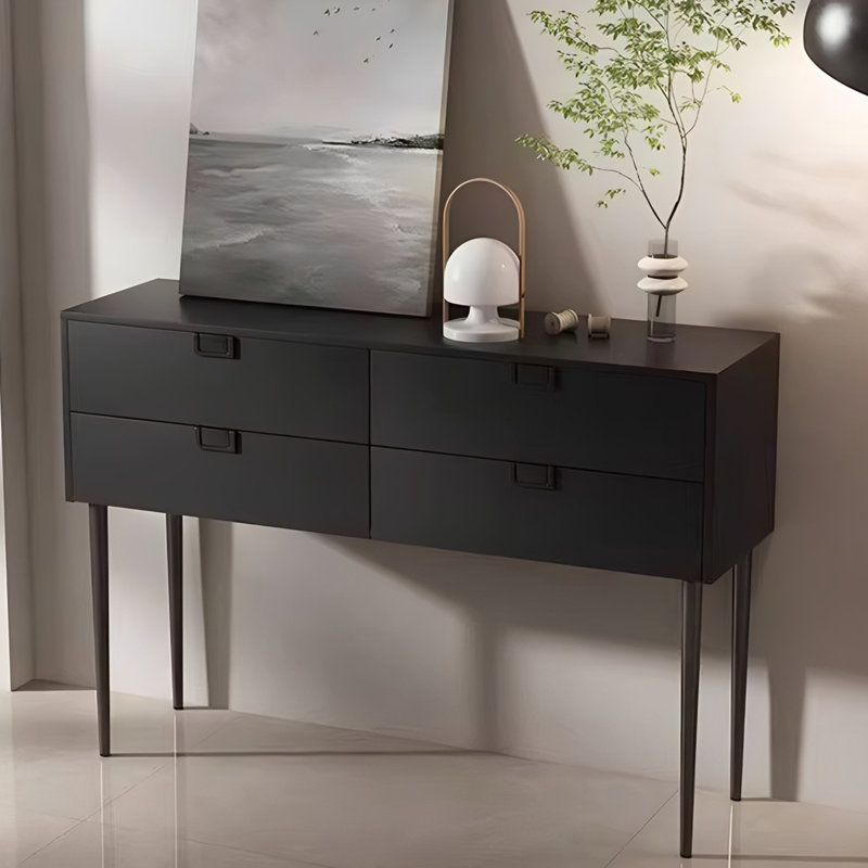 Console italienne de luxe noire légère italienne, H 35,4 po x l 47,2 po x P 15,7 po