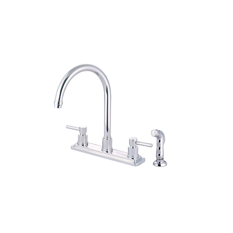 Robinet de cuisine à poignée double avec jet latéral South Beach, Chrome poli