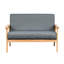 Salon en lin gris avec fabrication en bois massif et 2 chaises: lin, bois, 1 chaise et plus, coussins en mousse
