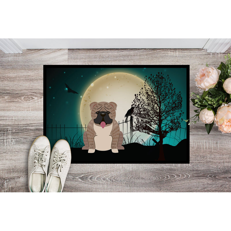 Tapis d'extérieur Owyhee Halloween, Rectangle 2 pi x 3 pi, Bringé / blanc