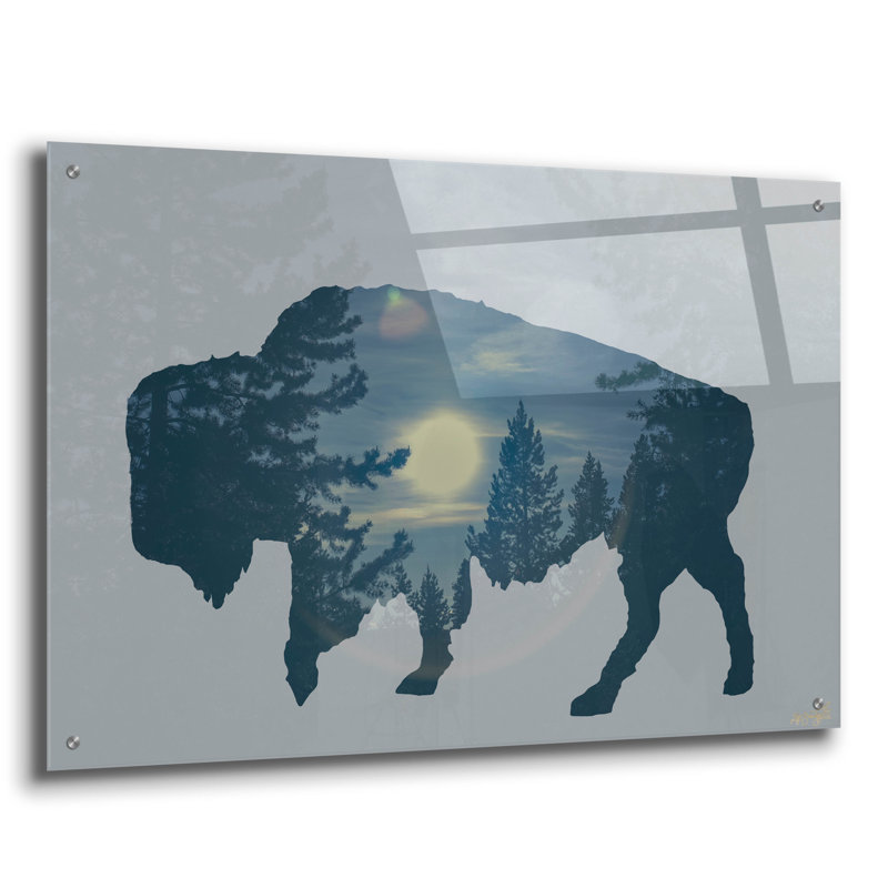 Art mural en verre épique «Buffalo Silhouette» par Life BeautifuLEE, 36 po x 24 po, H 24 po x l 36 po