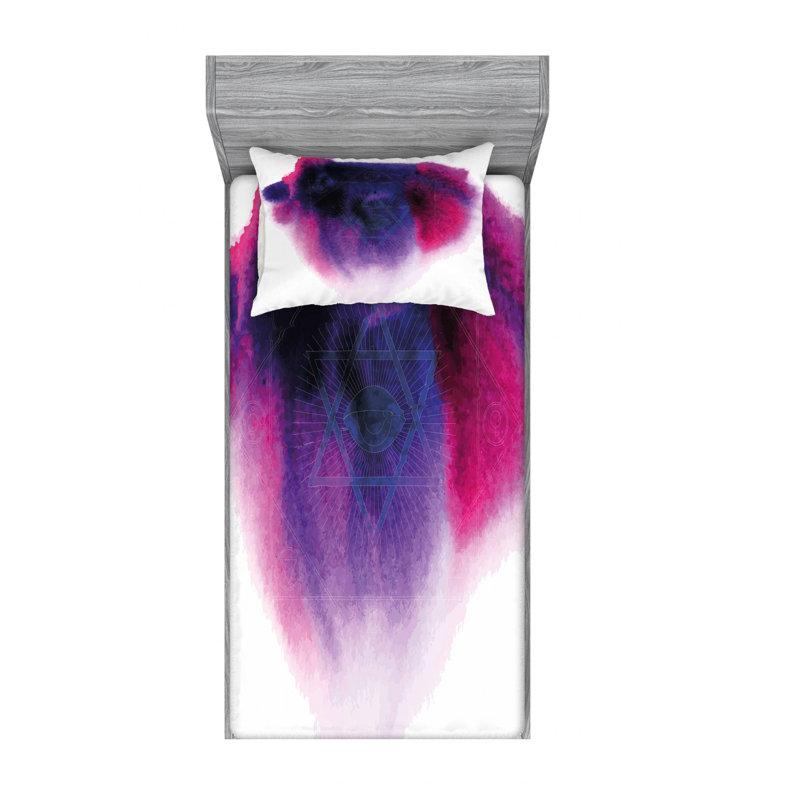 Ensemble de draps oculaire astrologie alchemy, Ensemble de draps pour lit simple TG avec drap-hou