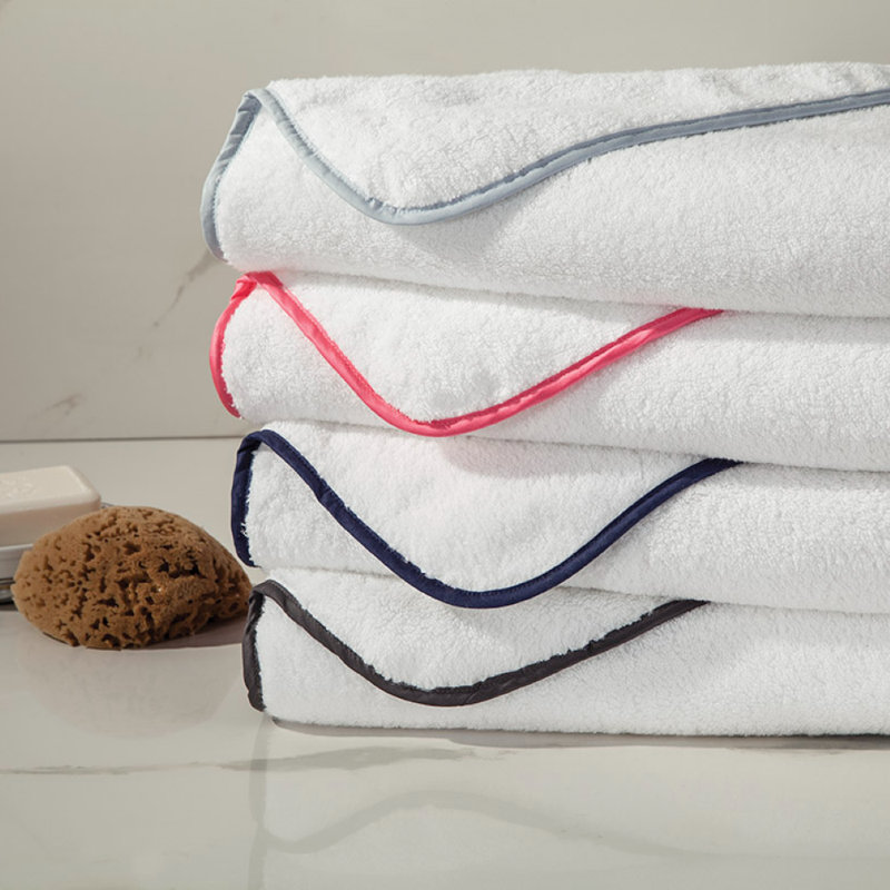 Bodrum Turkish Cotton Bath Towel, White/Navy Blue