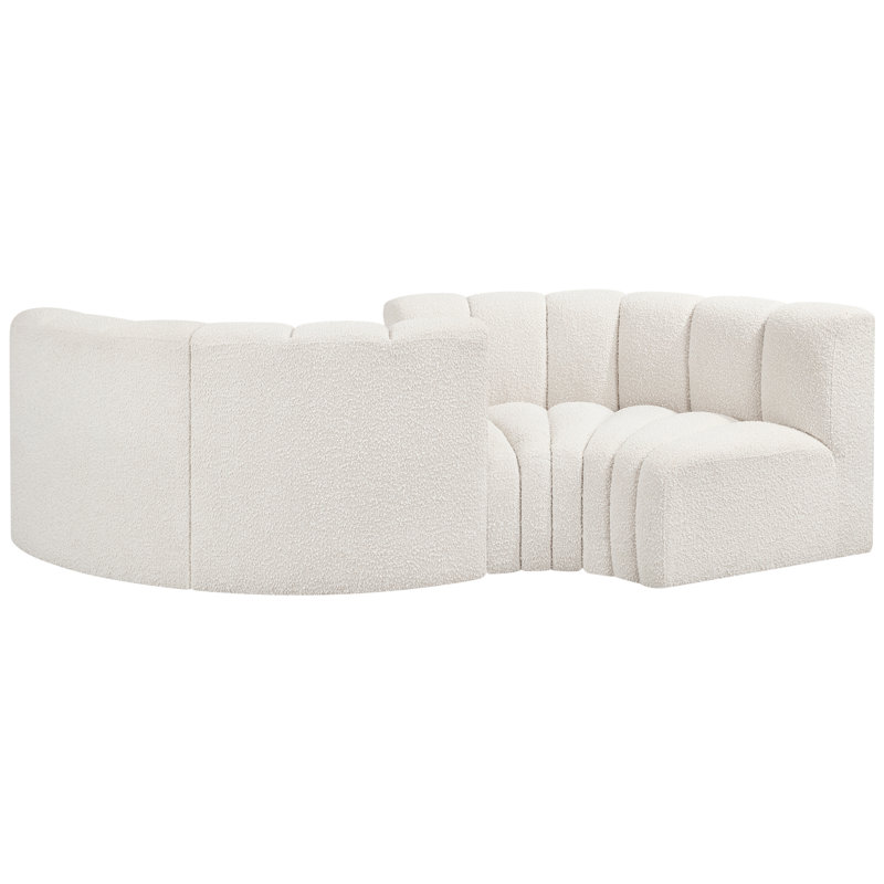 Iyra Upholstered Curved Sectional Reversible, Cream Boucle Fabric