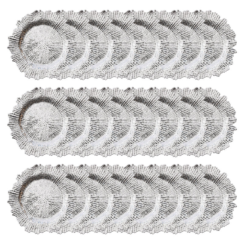 Ensemble de 24 assiettes décoratives en plastique 12,6 po pour assiettes décoratives multicolores, Argent