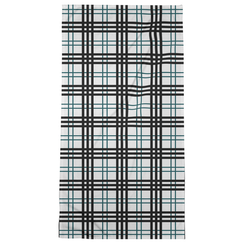 Bath Towel, Microfiber, White/Midnight Green/Black
