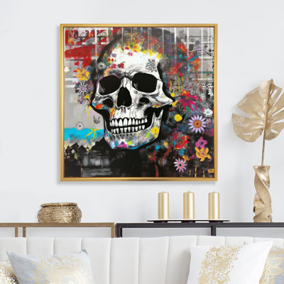 «Graffitied Skull I» sur toile