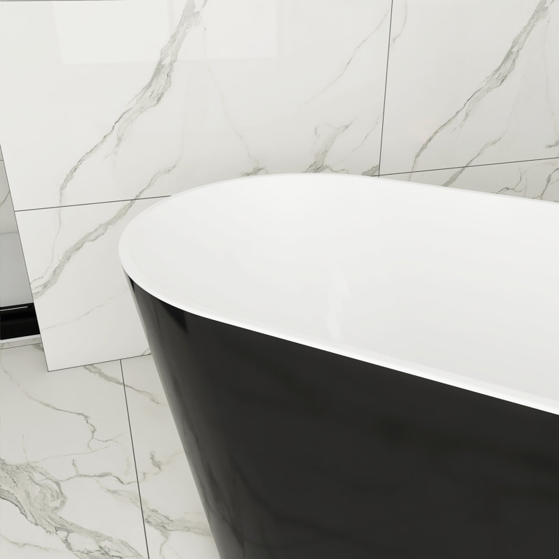 67'' X 31'' Acrylic Freestanding Soaking Bathtub, Glossy Black