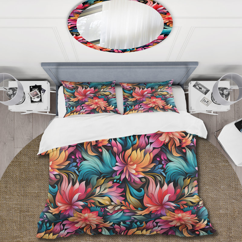 Literie artistique à motif bohème, Housse de couette pour très grand lit et 2 très