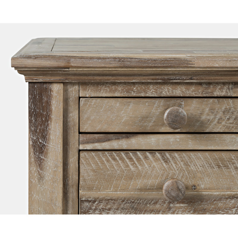 Budworth Solid Wood Top Writing Desk with Power Outlet, Gray Wash