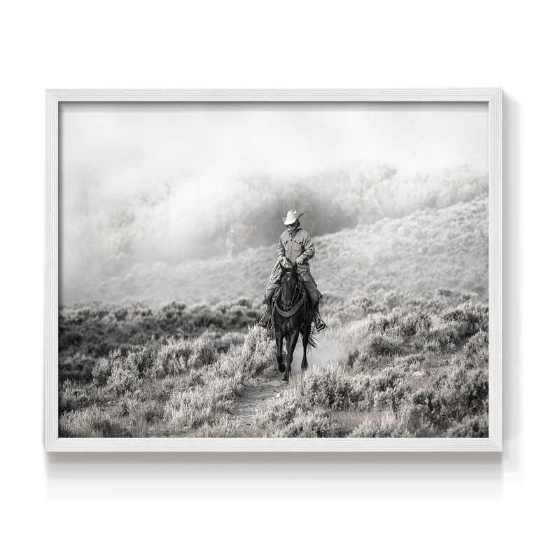 Cowboy -Framed Print - Restickable, H 11 po x l 14 po, Blanc