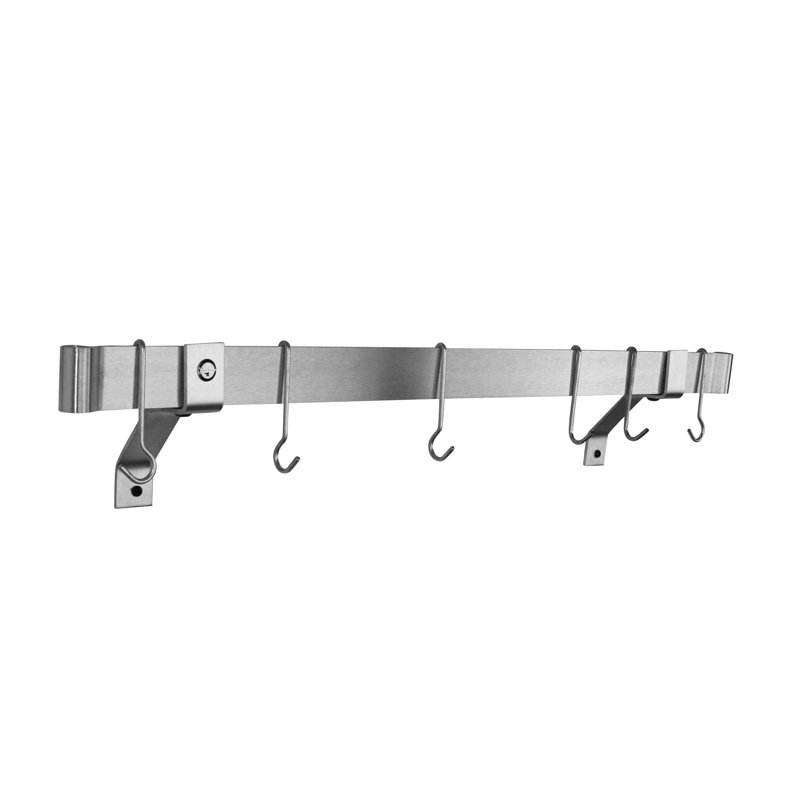 Premier Handcrafted Wall Mounted Pot Rack, 2" H x 36" W x 25" D, Stainless Steel