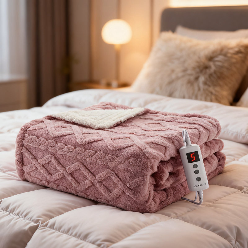 Jeté chauffant - Jeté en sherpa épais et touffeté avec 10 niveaux de chauffage et 10 réglages de temps, jeté chauffant certifié ETL 50 po x 60 po