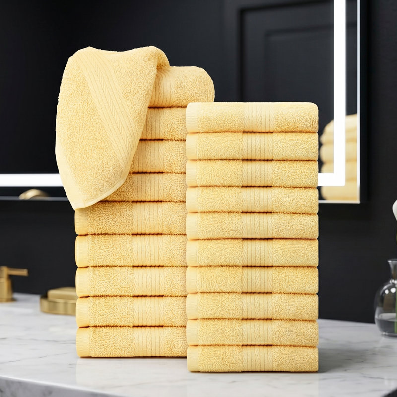 Essuie-mains 100% coton 600 g / m² , Jaune