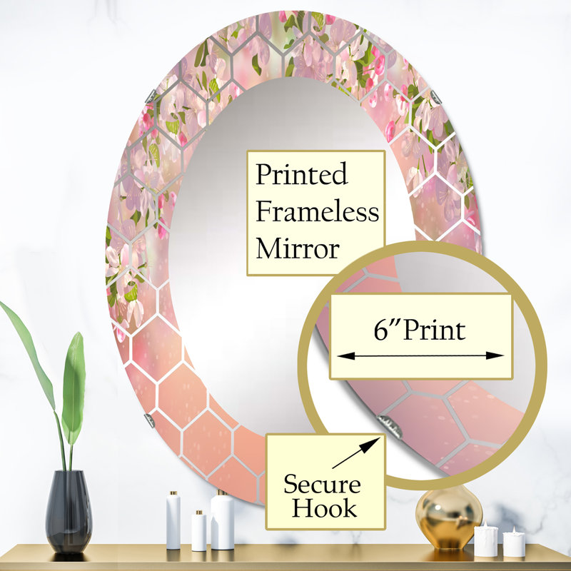 Miroir mural traditionnel Blossoming Spring Cherry Blossoms, 36 po x 24 po