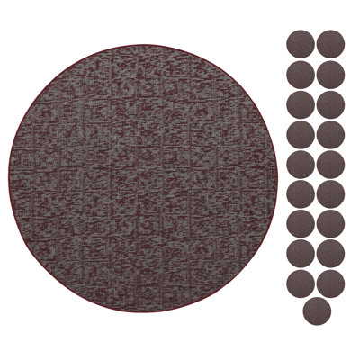 Ensemble de tapis intérieur / extérieur en nylon touffeté à la machine géométrique bourgogne
