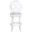 Tabouret de bar en bois blanc à haut dossier de 31 po avec siège pivotant et rond, retour à 180 degrés, pieds tournés, rembourré, repose-pieds pour restaurant en blanc, siège confortable automatique sur bois robuste,
